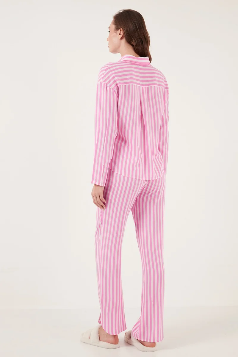 Lela Striped Comfortable Cut Wide Leg Pajama Set Women's Pajama Set 6110014