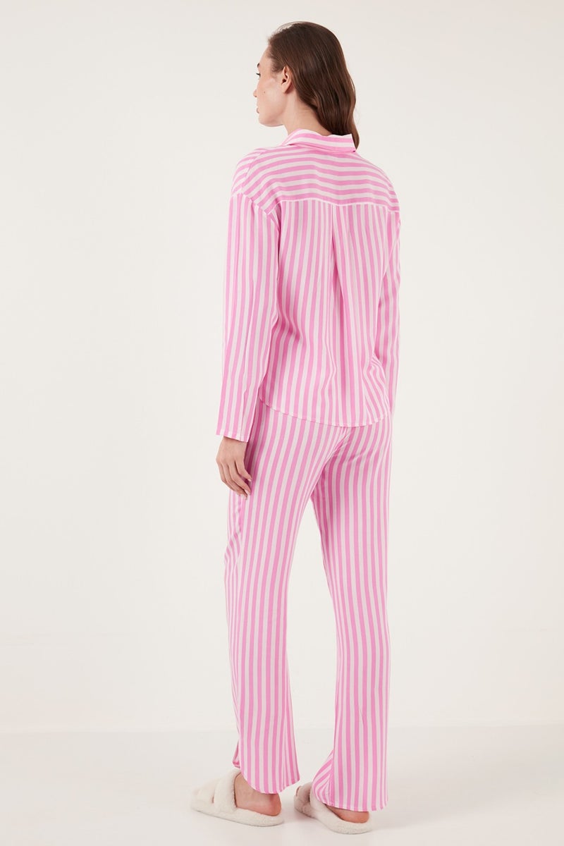 Lela Striped Comfortable Cut Wide Leg Pajama Set Women's Pajama Set 6110014  - Image 5