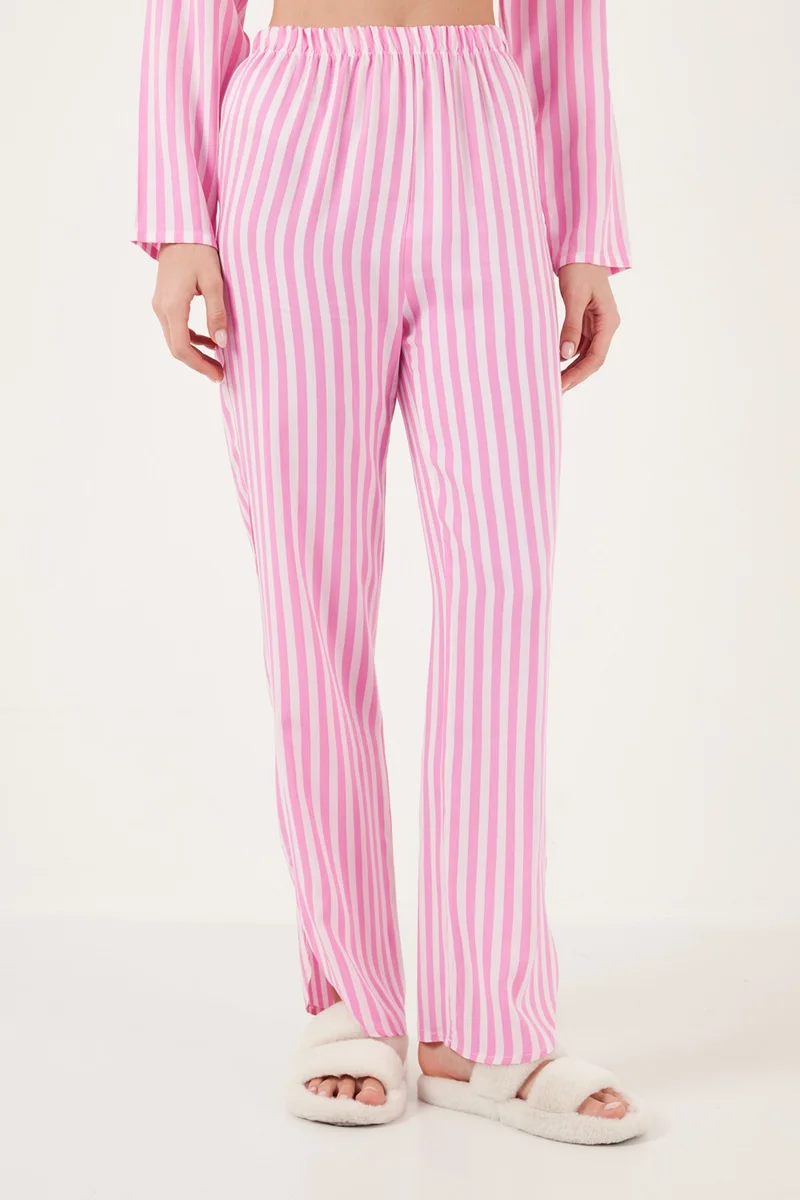 Lela Striped Comfortable Cut Wide Leg Pajama Set Women's Pajama Set 6110014
