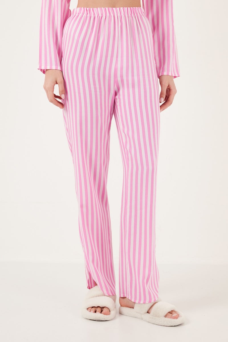 Lela Striped Comfortable Cut Wide Leg Pajama Set Women's Pajama Set 6110014  - Image 4