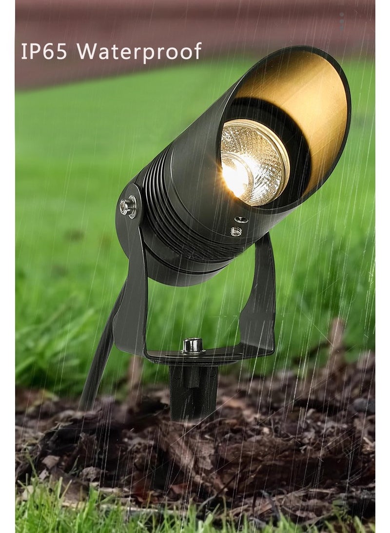 أدى أضواء المناظر الطبيعية سبايك 7W 220V 3000K الأبيض الدافئ قابل للتعديل حديقة سبايك الأضواء مع كوب الضوء، في الهواء الطلق للماء الطريق الأرضي حتى أضواء الفناء جدار شجرة العشب العلم الأضواء - Image 2