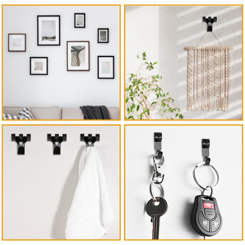 KURUI Picture Hangers, 385Pcs Picture Hanging Kit with Heavy Duty Picture Hanging Hooks, Sawtooth, Hardware Nails and Picture Hanging Tool, Wall Hangers for Frame, Painting, Art, Photo (Black) - Image 5