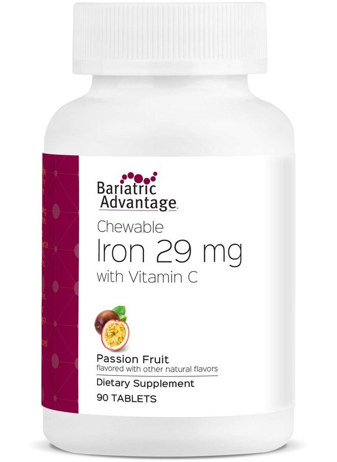 Bariatric Advantage - Chewable Iron 29 Mg With Vitamin C For Increased Absorption And Utilization Easily Digestible For Gastric Bypass And Sleeve Gastrectomy Surgery Patients Passion Fruit 90 Count - Image 1