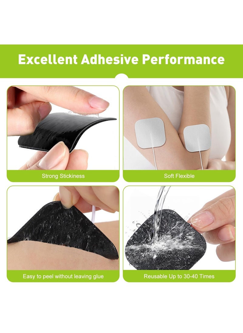 24 Pcs Electrodes Pads 2x2” Reusable Self-Adhesive Electrodes Patches for Electrotherapy,Compatible with TENS Unit Replacement Pads Muscle Stimultaion Machine