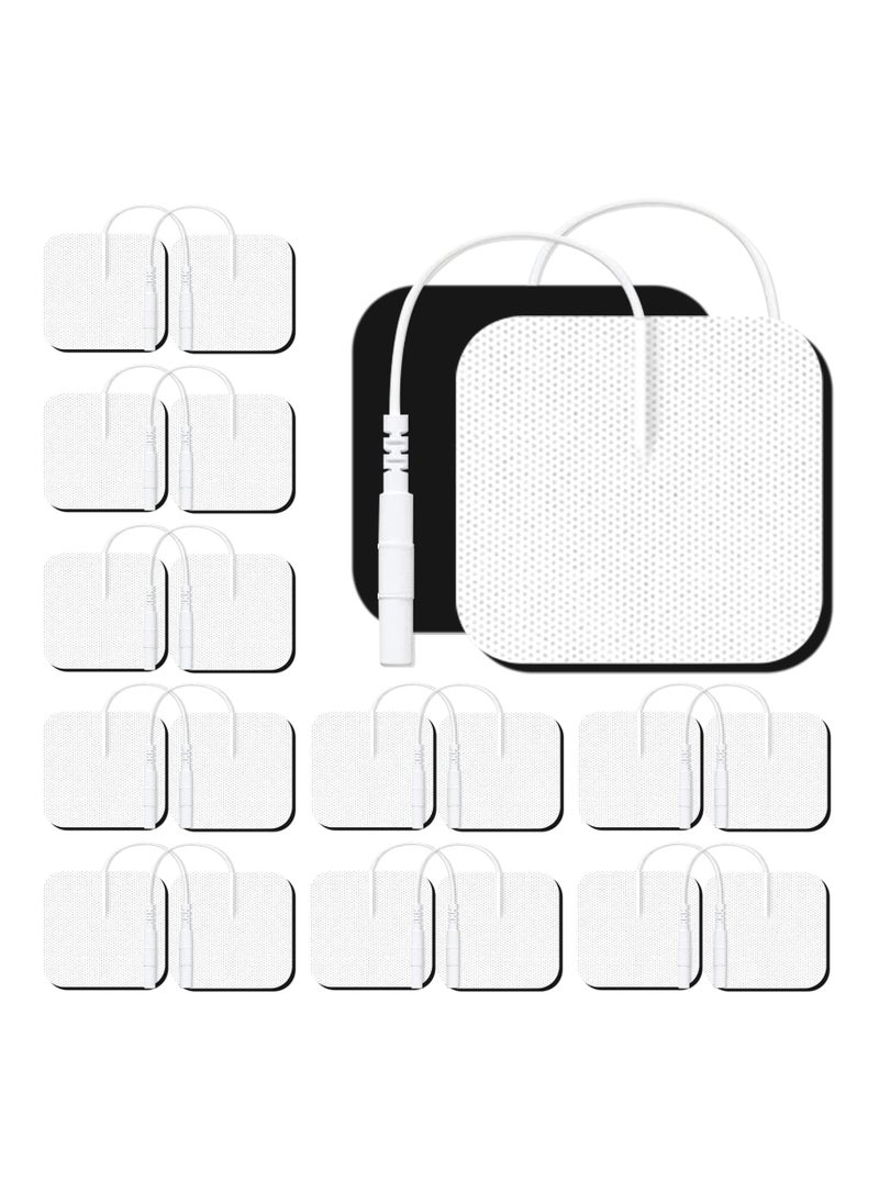 24 Pcs Electrodes Pads 2x2” Reusable Self-Adhesive Electrodes Patches for Electrotherapy,Compatible with TENS Unit Replacement Pads Muscle Stimultaion Machine