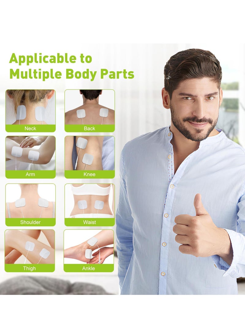 24 Pcs Electrodes Pads 2x2” Reusable Self-Adhesive Electrodes Patches for Electrotherapy,Compatible with TENS Unit Replacement Pads Muscle Stimultaion Machine