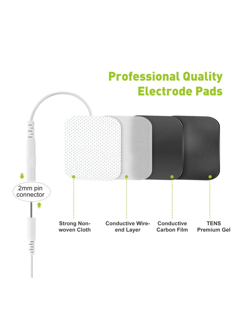 24 Pcs Electrodes Pads 2x2” Reusable Self-Adhesive Electrodes Patches for Electrotherapy,Compatible with TENS Unit Replacement Pads Muscle Stimultaion Machine