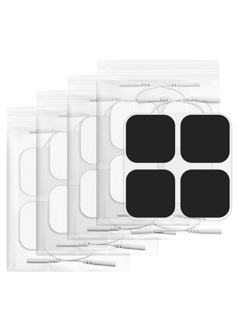 24 Pcs Electrodes Pads 2x2” Reusable Self-Adhesive Electrodes Patches for Electrotherapy,Compatible with TENS Unit Replacement Pads Muscle Stimultaion Machine