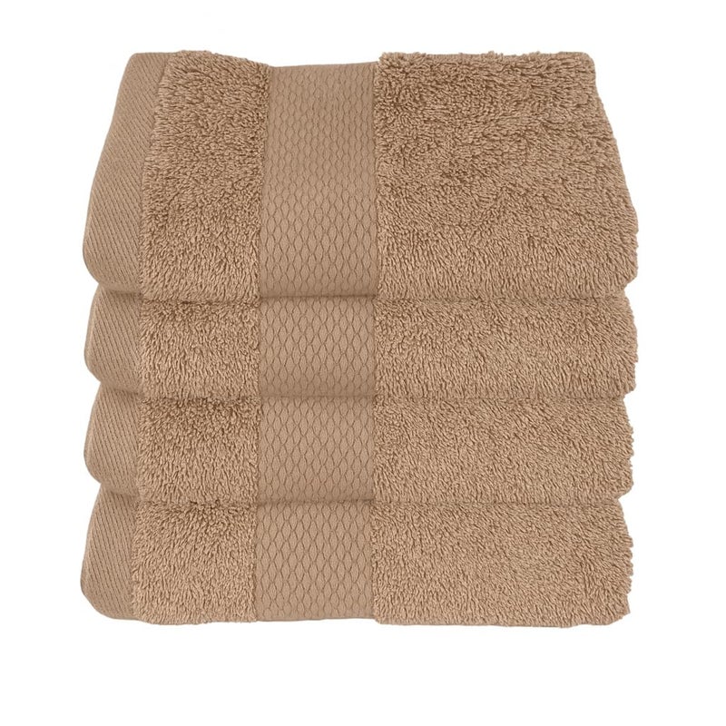 Burak Tekstil Cotton Towel Set, 4 Pieces, Face Towel 30 x 30 cm (Beige, 4 Face Towels (30 x 30)) - Image 1