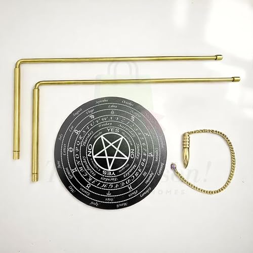 TREE MAISON CORONATING HOMES Brass Dowsing Rods Pair for Vastu | 5 mm Diameter | Set with Board & Brass Pendulum (Assorted) | Aura Energy Scanner | Feng Shui | Reiki | Dowsing Rods | L-Rod - Image 5