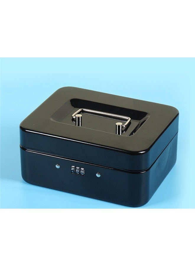 yongsheng Steel Cash Box with Combination Lock, Metal Small Money Organizer with Removable Money Tray,Cash Storage Box with Lockable Cover (Black - 20*16*9cm) - Image 5