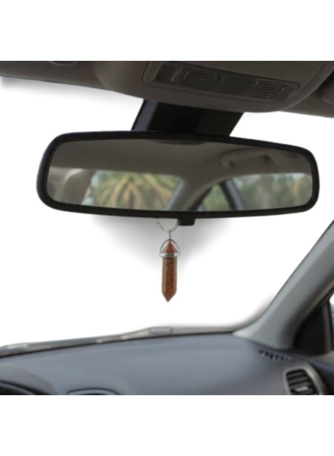 Natural Black onyx Quartz crystal Car Mirror Hanger, Decorative Pendant with Cord, Rearview Mirror Accessory - Image 3