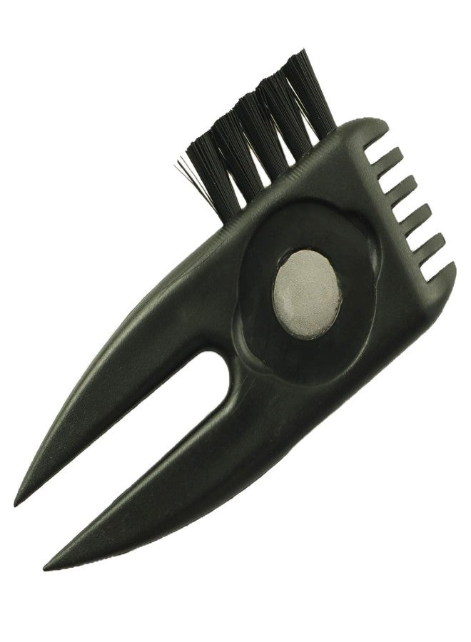 YTgilo 2 in 1 Multi Function Golf Fork Cleaning Brush Mini Golf Ball Skimming Tool 7x3.5cm/2.75x1.37inch Plastic Toothed Club Groove Cleaner Black - Image 1