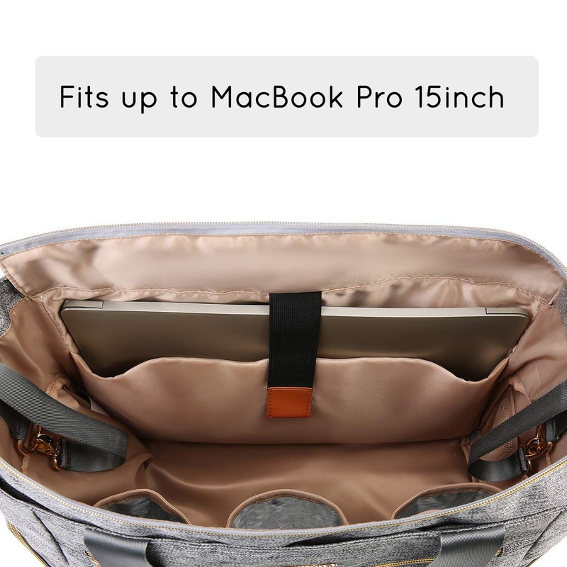 mommore Breast Pump Bag Diaper Tote Bag with 15 Inch Laptop Sleeve Fit Most Breast Pumps like Medela, Spectra S1,S2, Evenflo - Image 4