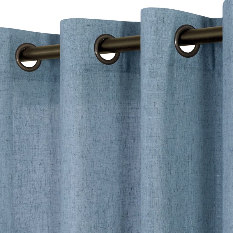 KOUFALL Stone Blue Linen Curtains for Bedroom2 Panels Bronze Grommet Semi Sheer Dusty Blue Curtains for Living RoomGrey Blue84 Inch Length 2 Panels
