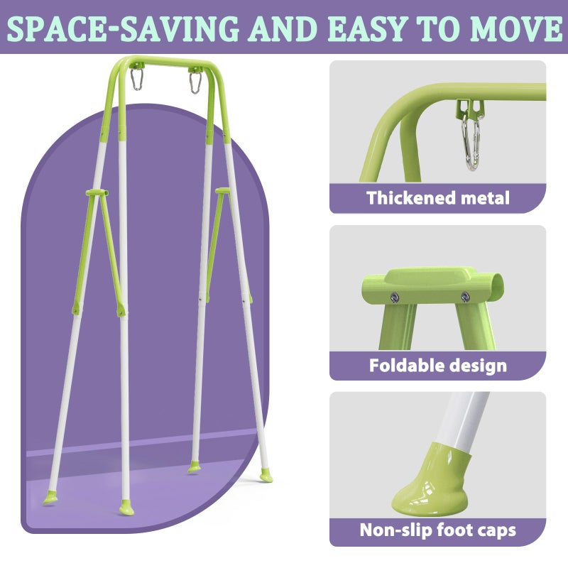 JWPEHOE Toddler Swing with Soft Cushion, Foldable Indoor & Outdoor Baby Swing, Easy to Install & Store for Backyard Play (Purple) - Image 5
