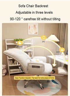 Hihonor Office Chair,Sedentary Comfortable Reclining Computer Chair,Gaming Chair,Dormitory Sofa Chair,Home Office Chair(Beige）  - Image 2
