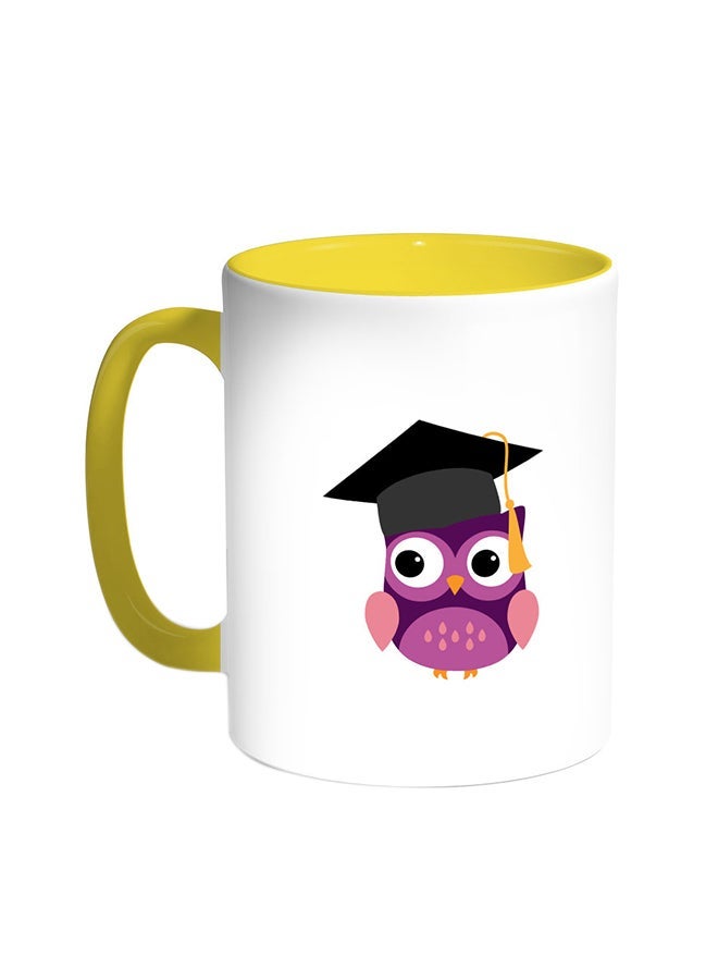 RYN Graduation - Owl Picture Printed Coffee Mug Yellow/White 11ounce