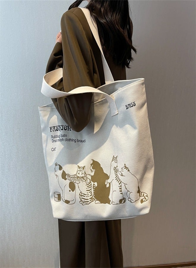 Tote bag canvas large capacity shoulder crossbody fashion handbag  - Image 2