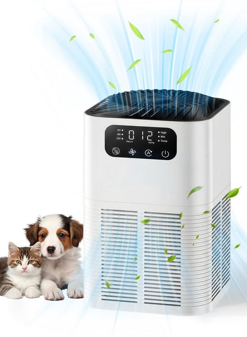 Air Purifiers for Home Large Room up to 1076 Sq Ft², H13 True HEPA Filter Air Purifiers for Bedroom Smoke/Pet Dander/Pollen, 25dB Quiet with Fragrance Diffuser & Air Quality Sensor, White - Image 1