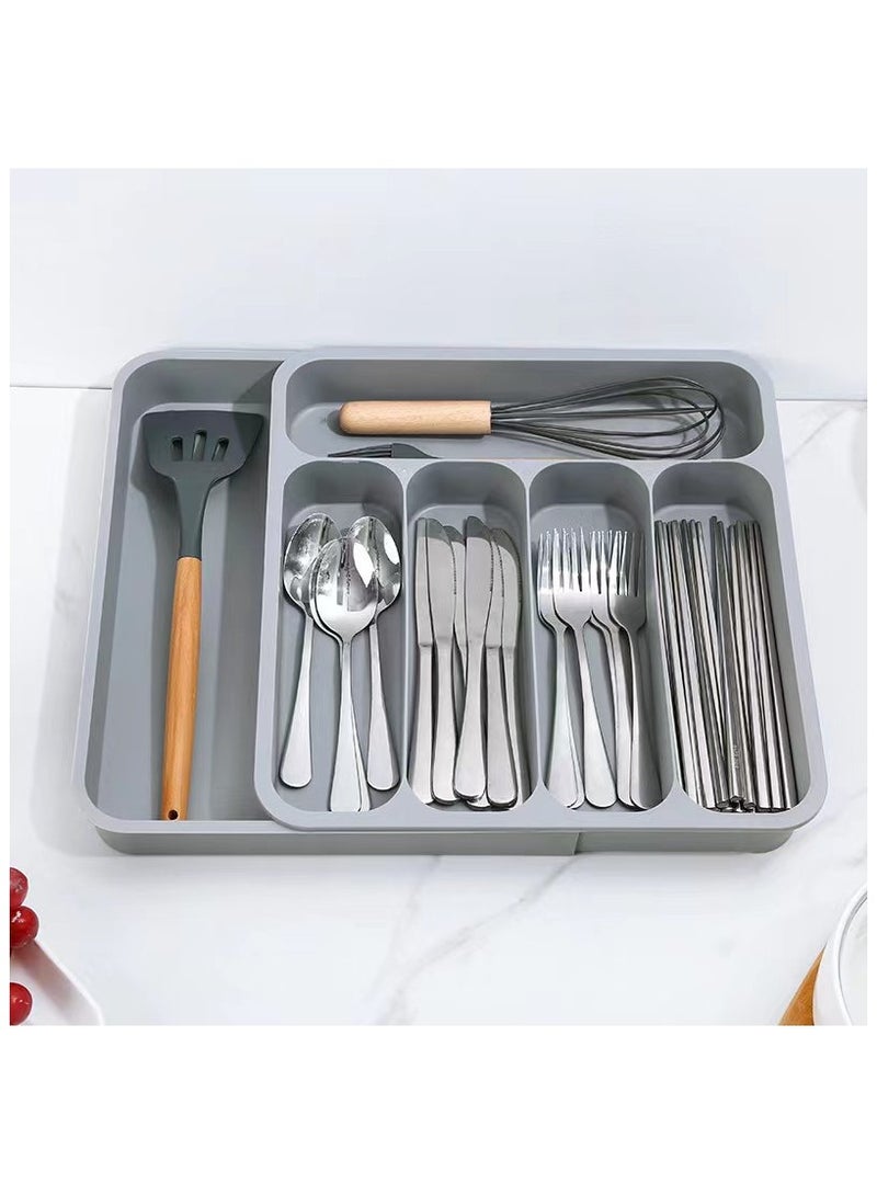Expandable Adjustable Cutlery Drawer Organizer, Utensil Kinfe Trayanna, Silverware and Flatware Holder, Closet Cutlery Tray for Spoons Forks Knives - Image 3