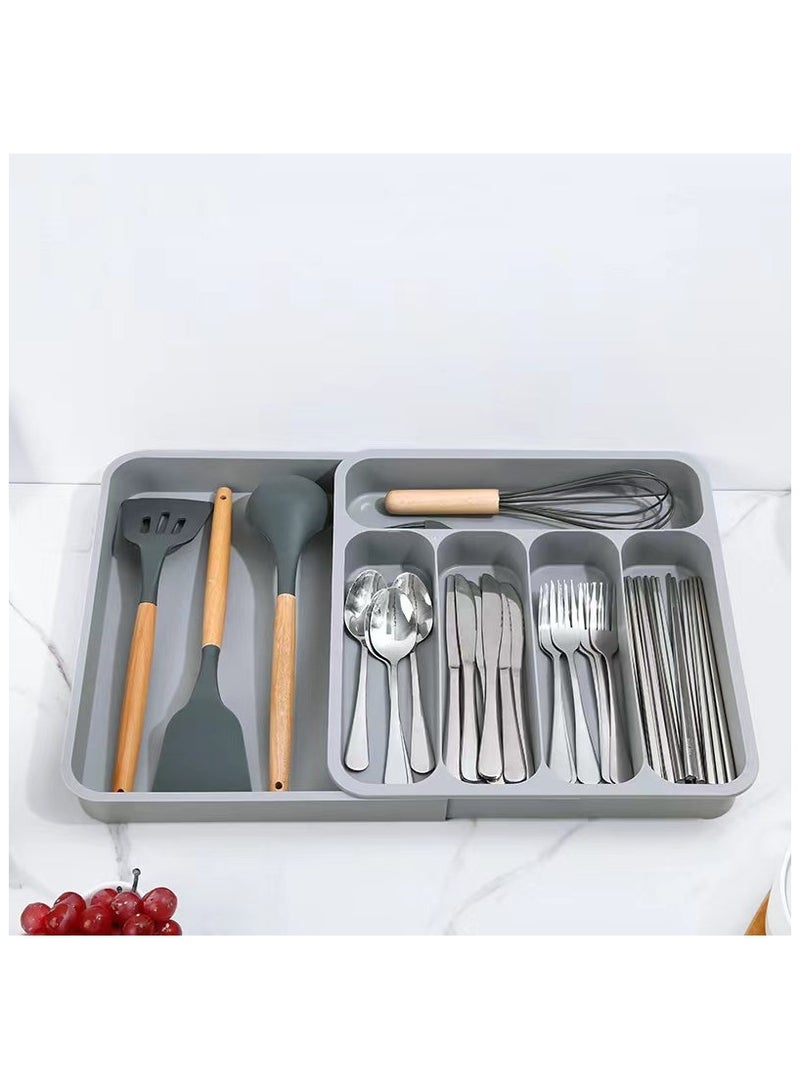 Expandable Adjustable Cutlery Drawer Organizer, Utensil Kinfe Trayanna, Silverware and Flatware Holder, Closet Cutlery Tray for Spoons Forks Knives - Image 1