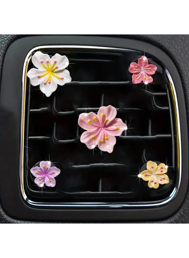 HALAMODO 5 Pcs Cute Car Air Freshener Vent Clips Flower Air Vent Clips for Fresheners Car Accessories Aesthetic Interior Decor for Women Peach Blossom - Image 1