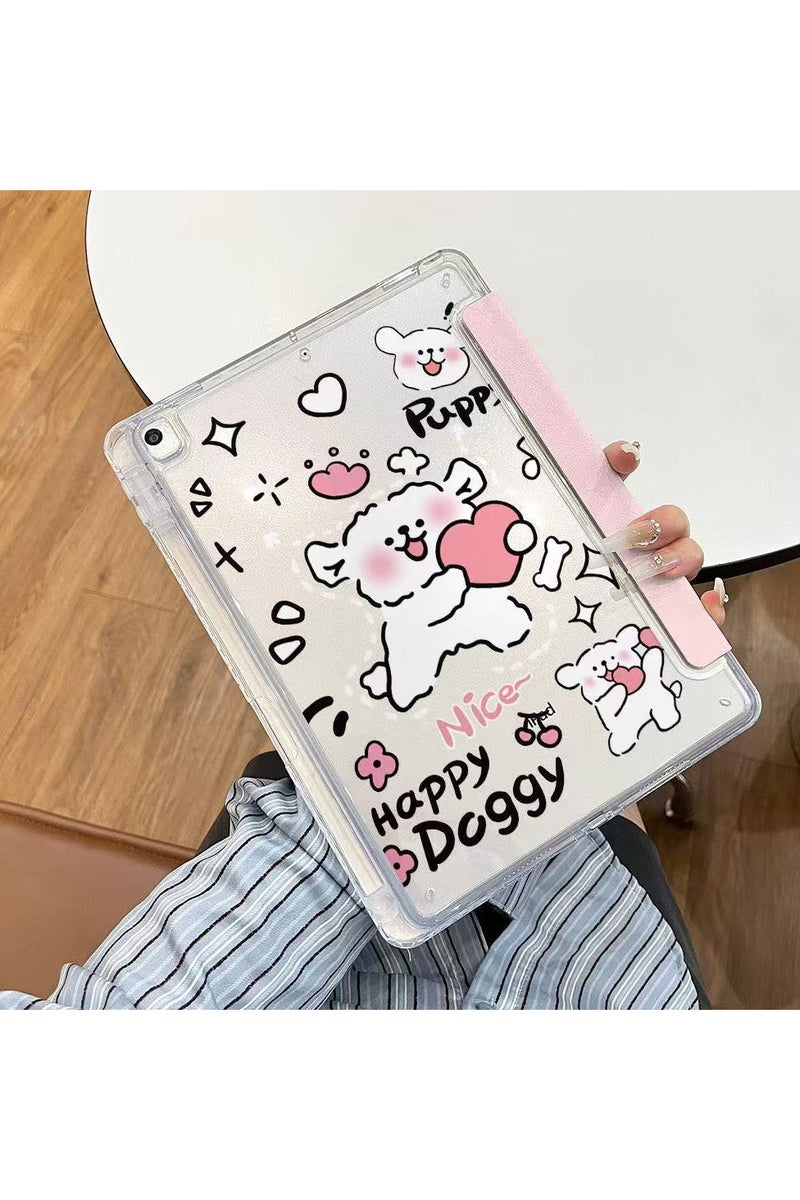 general Y-fold tablet protective case with cute dog design, suitable for iPad 11th generation (A16), featuring a shock-resistant, full-edge design and scratch-resistant outer shell. - Image 2