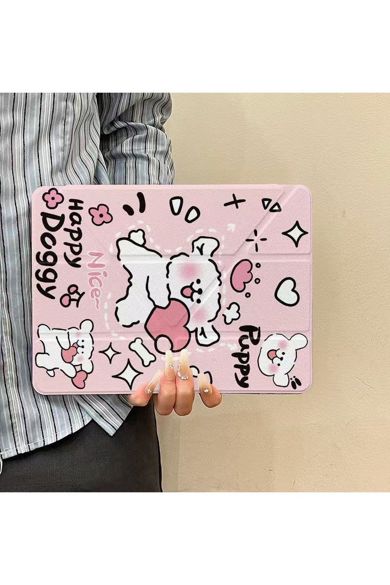 general Y-fold tablet protective case with cute dog design, suitable for iPad 11th generation (A16), featuring a shock-resistant, full-edge design and scratch-resistant outer shell. - Image 3