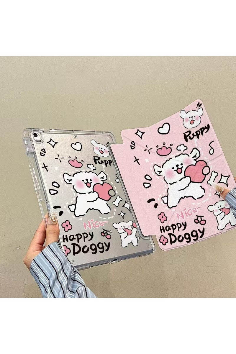 general Y-fold tablet protective case with cute dog design, suitable for iPad 11th generation (A16), featuring a shock-resistant, full-edge design and scratch-resistant outer shell. - Image 4