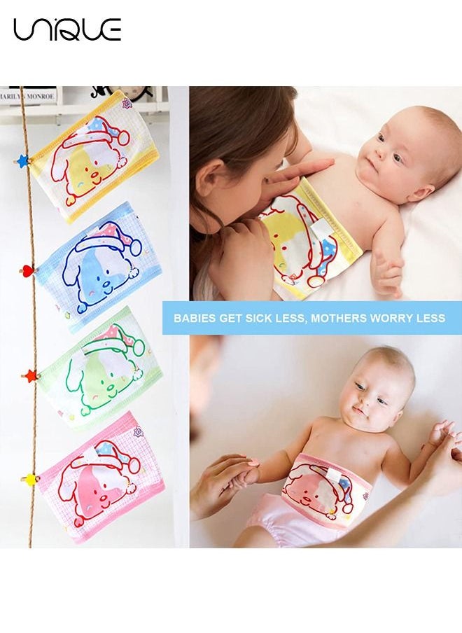 Unique - 4 PcsBaby belly strap- Cartoon Baby Belly Band Infant Umbilical Hernia Belt Baby Belly Belt Newborn Infant Belly Wrap Newborn Belly Binder (Yellow Green Blue Pink) - Image 1