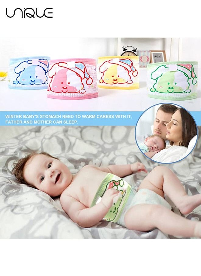 Unique - 4 PcsBaby belly strap- Cartoon Baby Belly Band Infant Umbilical Hernia Belt Baby Belly Belt Newborn Infant Belly Wrap Newborn Belly Binder (Yellow Green Blue Pink) - Image 1