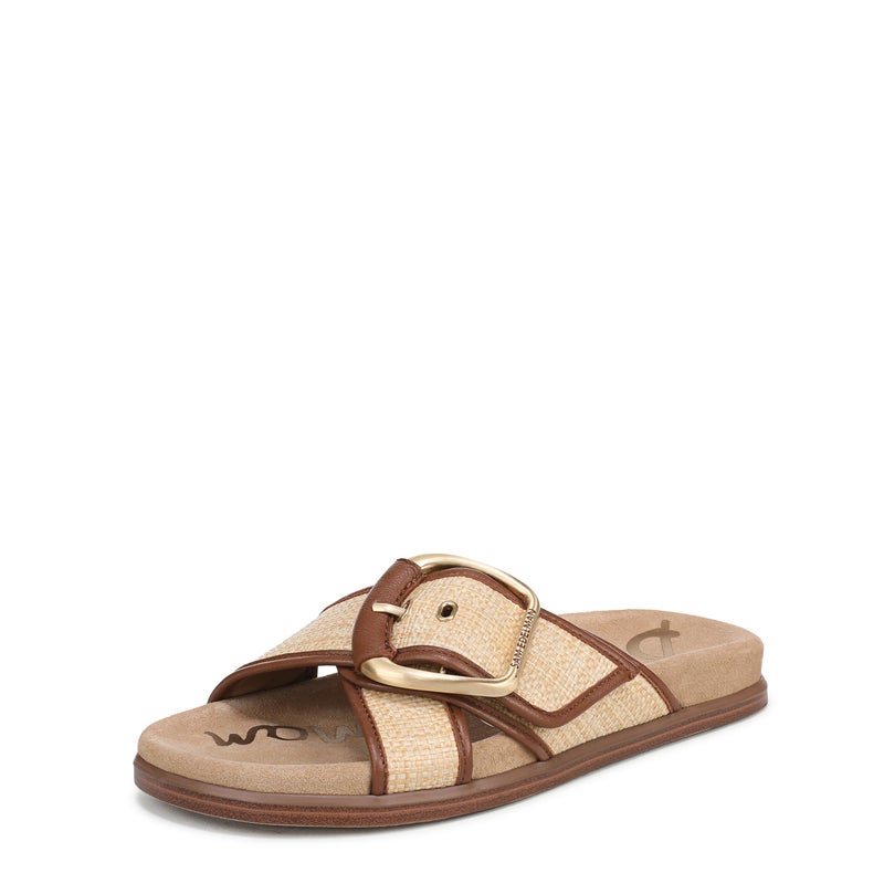 Sam Edelman Women's Darla Slide Sandal, Bleached Beechwood/Rich Cognac, 8.5 Medium