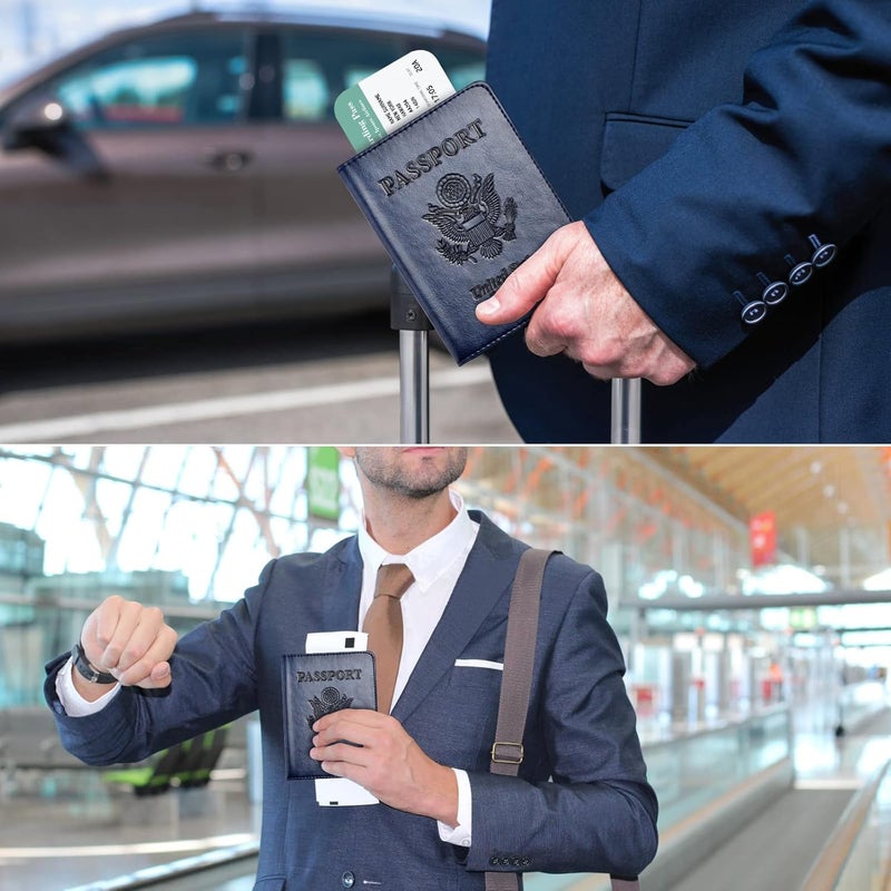 Eoehro Passport and Vaccine Card Holder Combo, Passport Holder with Vaccine Card Slot, Passport Wallet, Passport Cover, Passport Case, Passport Holder for Women and Men(AB-Dark blue) - Image 5
