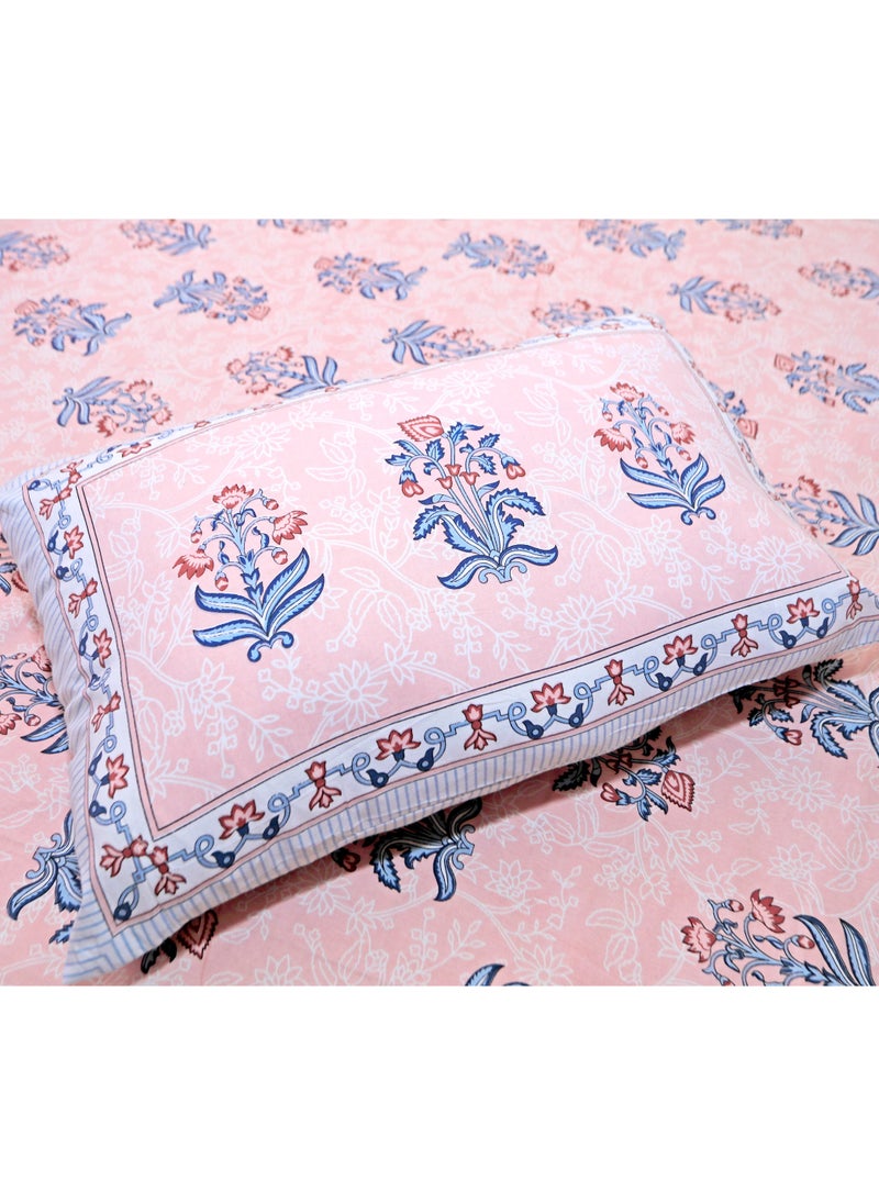 PAHI - PAHI Pure Cotton Hand Block Bedsheet, King size, FLORAL BEDSHEET, 228/278 CMS, HAND BLOCK PRINTED, JAIPURI - Image 1