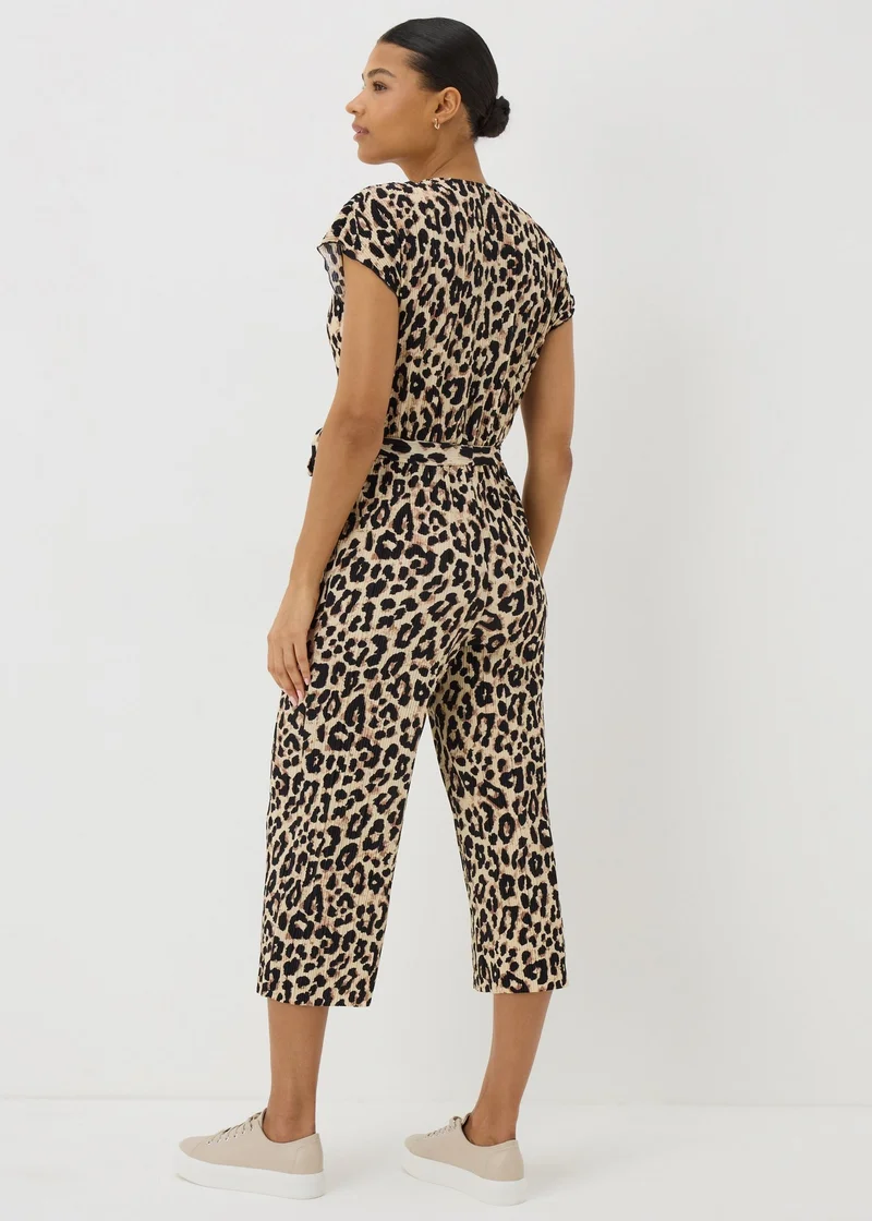 Matalan Brown Animal Print Plisse Culotte Jumpsuit