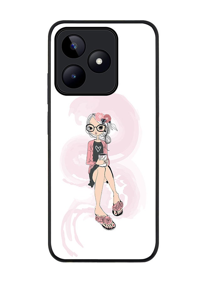 Stylizedd Rugged Black edge case for Realme C53, Slim fit Soft Case Flexible Rubber Edges Anti Drop TPU Gel Thin Cover- Nerdy Cute - Image 1