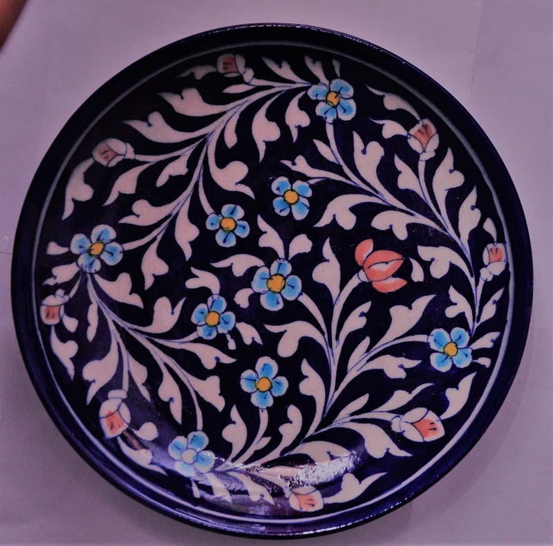 CRAFT PARK Blue Pottery Ceramic Wall Hanging Decorative Handmade 8 Inch Round Plate CPDP9 - Image 2