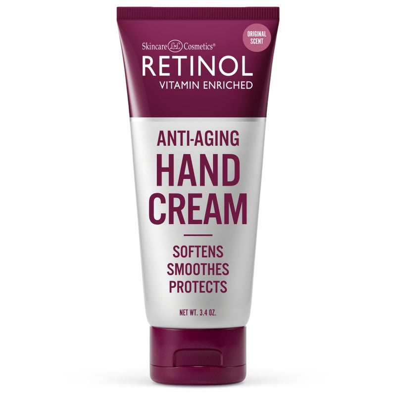 RETINOL كريم اليدين المضاد للشيخوخة بالريتينول العلامة التجارية الأصلية للريتينول ليدين تبدو أصغر سناً كريم يد غني مخملي يرطب ويحمي البشرة والأظافر والجلد المحيط بها