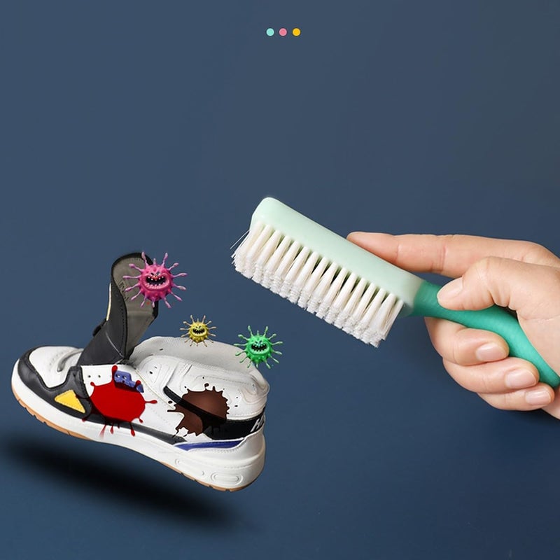 wolpin wolpin Polypropylene Bathroom Cleaning Brush (Pack Of 2) Shoe Brush Multipurpose Washbasin Brush Sliding Door Cleaning With Grip Handle, Pink & Green - Image 5