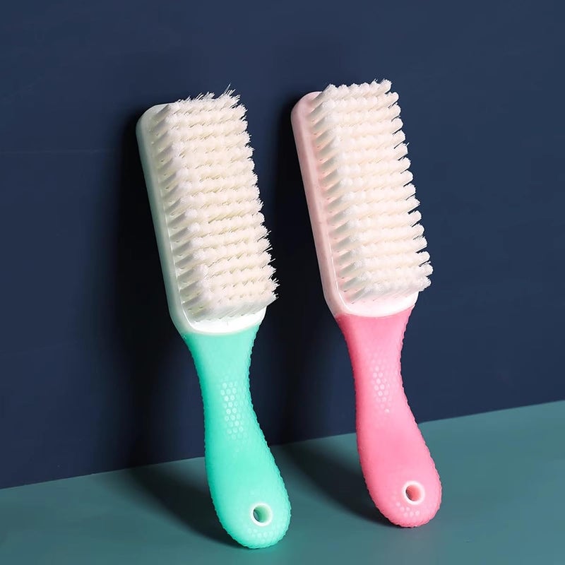 wolpin wolpin Polypropylene Bathroom Cleaning Brush (Pack Of 2) Shoe Brush Multipurpose Washbasin Brush Sliding Door Cleaning With Grip Handle, Pink & Green - Image 2