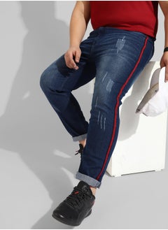 Instafab Plus Men's Classic Blue Dark-Washed Regular Fit Denim Jeans  - Image 1