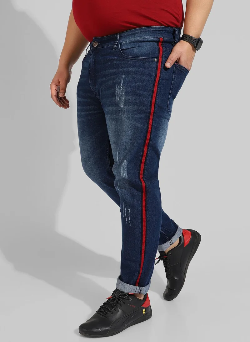 Instafab Plus Men's Classic Blue Dark-Washed Regular Fit Denim Jeans