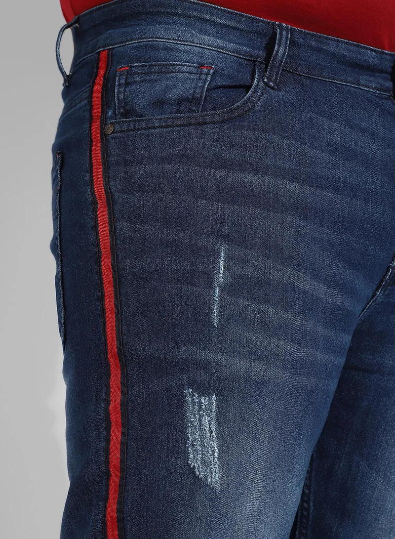 Instafab Plus Men's Classic Blue Dark-Washed Regular Fit Denim Jeans