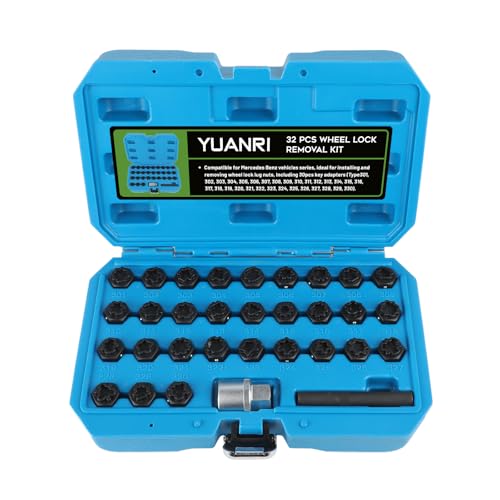 YUANRI 32 PCS Wheel Lock Key Set Compatible with Mercedes Benz, CR-Mo Wheel Lock Removal Kit, Locking Lug Nut Master Key Set for Mercedes Benz - Image 1