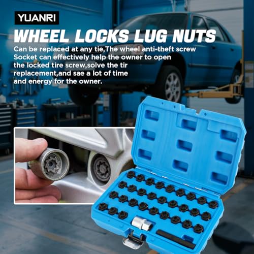 YUANRI 32 PCS Wheel Lock Key Set Compatible with Mercedes Benz, CR-Mo Wheel Lock Removal Kit, Locking Lug Nut Master Key Set for Mercedes Benz - Image 2
