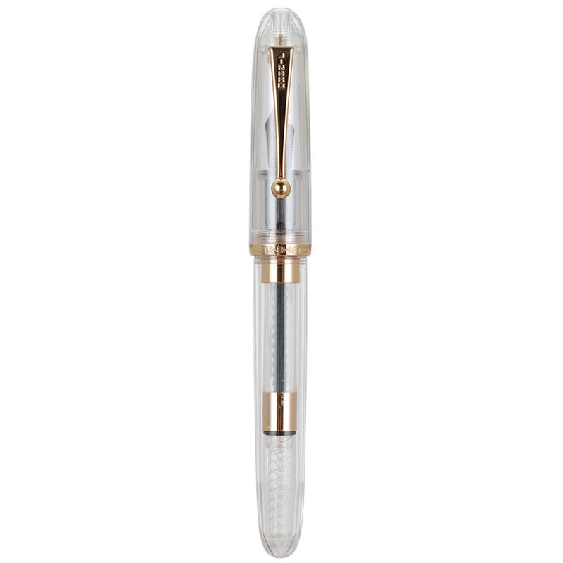 Lanxivi Jinhao 9016 Fountain Pen Fine Point, Dadao Series Clear Acrylic Heartbeat Nib with Large Converter for Writing, Signature and Calligraphy - Image 1