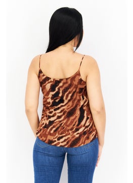 Bar III Women Crew Neck Sleeveless Allover Print Top, Brown  - Image 2