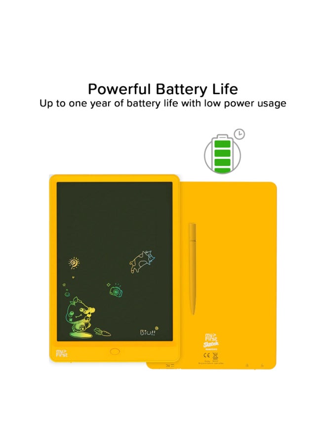 myFirst Sketch 3 | LCD Writing Tablet for Kids, 10" Size Drawing Doodle Board, Zero Delay, One-Key Erase Function, Lock Switch, Pressure Sensitive, Pen-on-Paper Experience, 1yr Battery Life - Yellow - Image 3