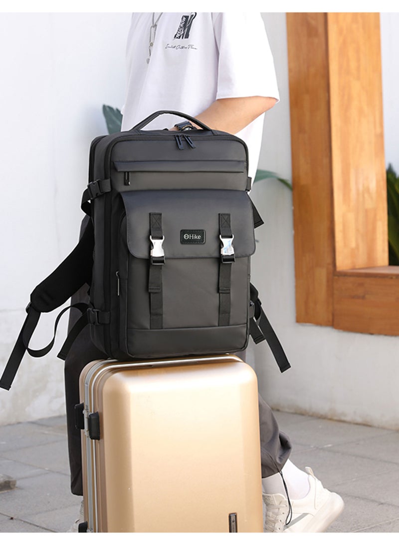 Hike Unisex Expandable Laptop Backpack Water Resistant Daypack with Separate Laptop Compartment for Travel/Business/College, HK63011-1- GREY - Image 1